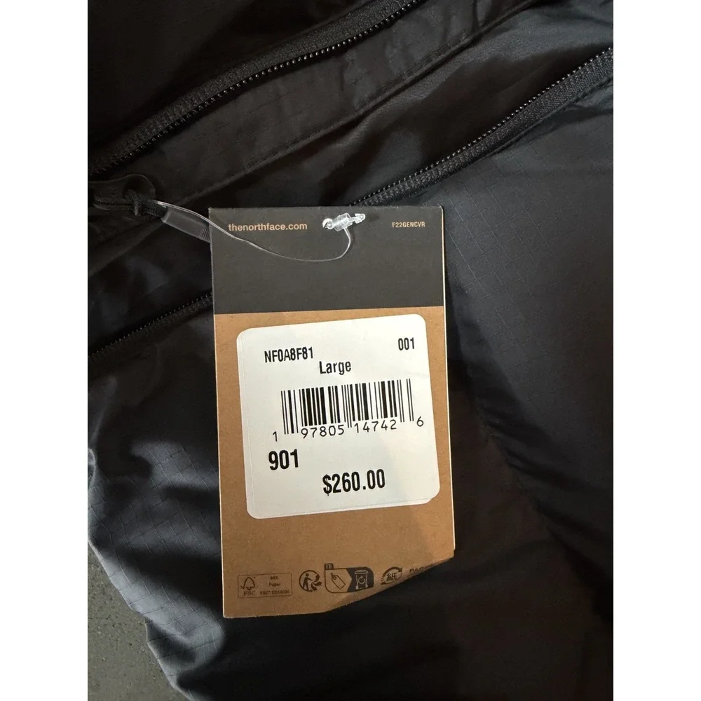 The North Face Kanaga Down Puffer Jacket Mens Large Black Hooded NWT‎ $260